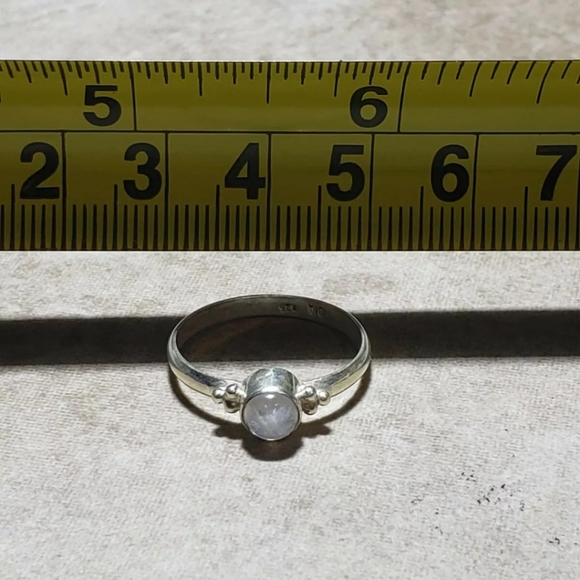 Genuine Moonstone Crystal Crown Sterling Silver Ring Set Stackable - Picture 4 of 4